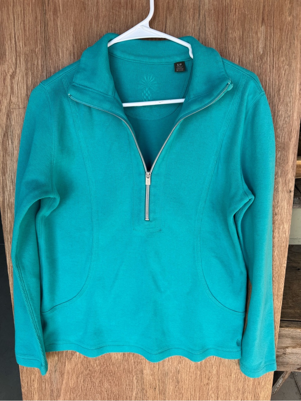 Tommy Bahama Aruba Teal Embroidered Pineapple Quarter-Zip